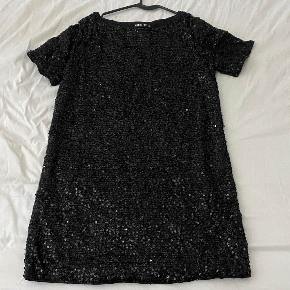 SHEIN Black Sequin Mini Dress